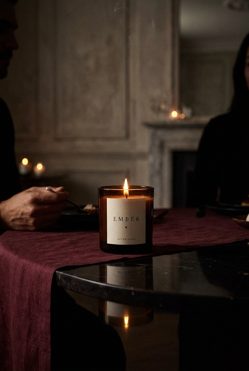 Ember candle at an intimate evening dinner