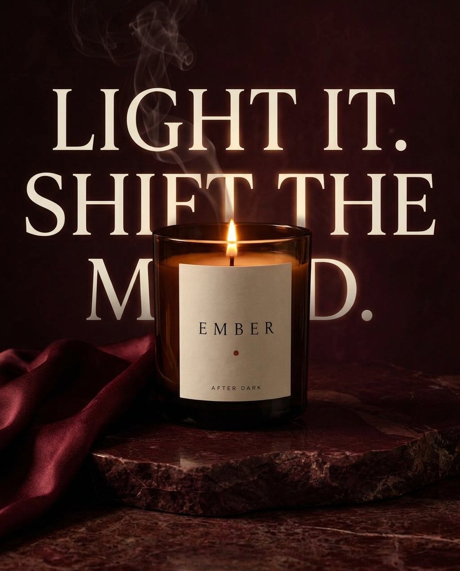 Finished Ember candle campaign with illuminated headline