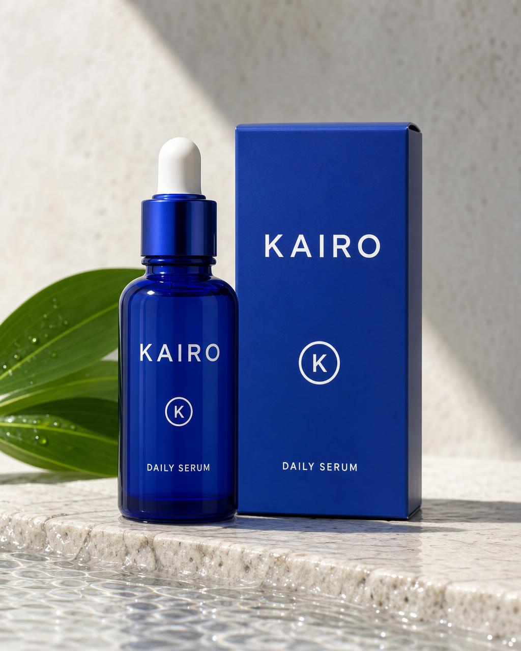 Kairo serum and carton in bright daylight