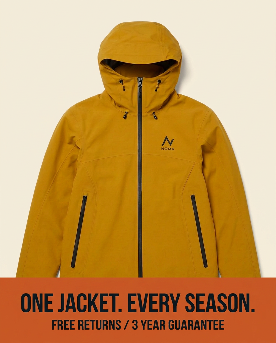 Noma direct response ad with a one jacket, every season offer banner